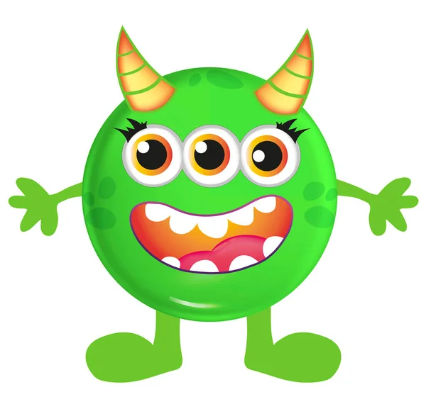 illustration of a happy monster on white background