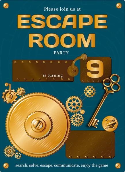 Escape room invitation for 9 birthday party