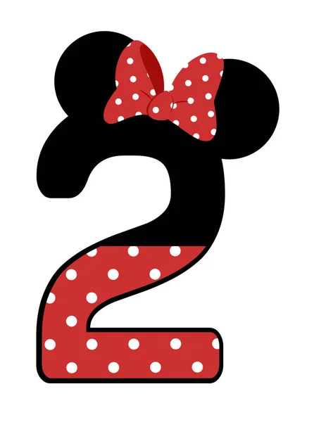 Minnie Mouse Numero Con Fiocco Rosso — Foto Stock