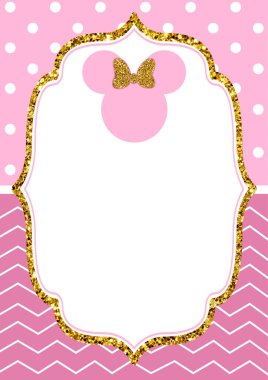Minnie Mouse şirin daveti pembe