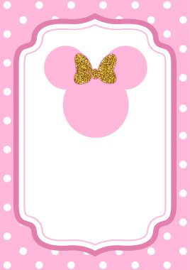 Minnie Mouse şirin daveti pembe