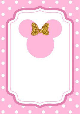 Minnie Mouse şirin daveti pembe