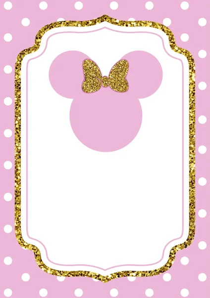 Minnie Mouse Cute Invitation Pink — Stock Photo, Image