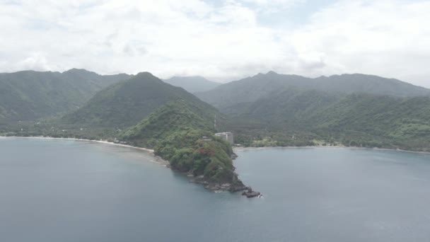 Krásné Letecké Záběry Malimbu Hill Zamračený Den Lombok Západní Nusa — Stock video