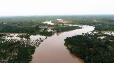 Musi Rawas Utara, Güney Sumatra, Endonezya 4K İHA Videosu, 124; Banjir Musi Rawas Utara