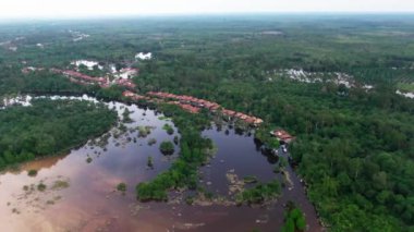 Musi Rawas Utara, Güney Sumatra, Endonezya 4K İHA Videosu, 124; Banjir Musi Rawas Utara