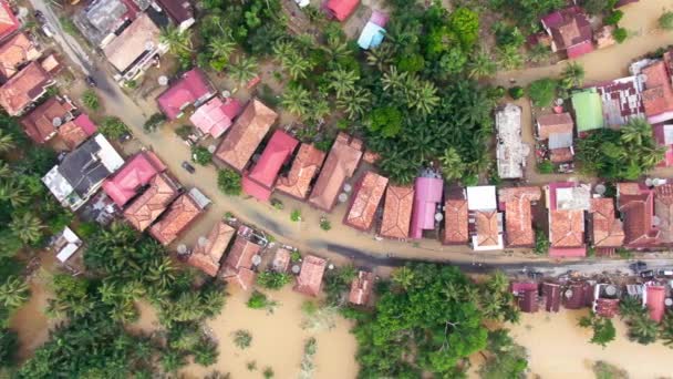 Imagens Aéreas Vilas Casas Moradores Sendo Submersas Por Rios Transbordantes — Vídeo de Stock
