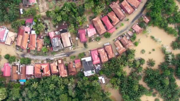 Rekaman Udara Desa Desa Dan Rumah Rumah Warga Terendam Oleh — Stok Video