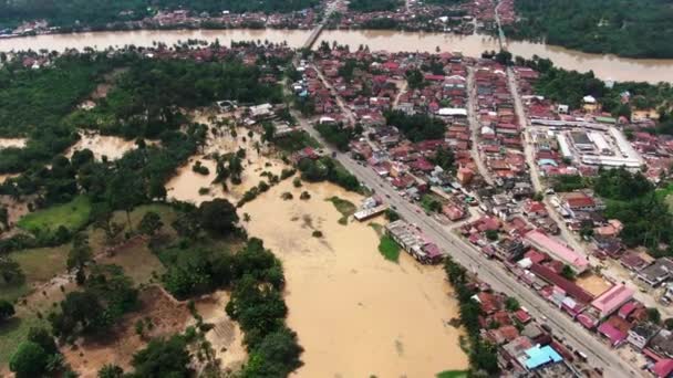 Aerial Footage Villages Residents Houses Being Submerged Overflowing Rivers Which — Stock Video