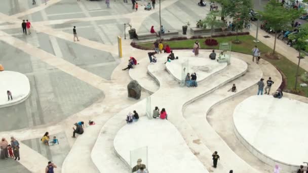 Съемка Воздуха Толпы Общественных Парках Бассейнах Скейт Парках Площади Сумеданг — стоковое видео