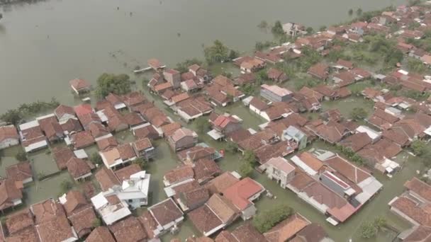 Luchtfoto Drone Beelden Van Huizen Van Bewoners Die Worden Overspoeld — Stockvideo