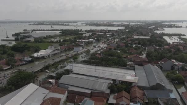 Drone Aéreo Filmagem Casas Moradores Sendo Inundadas Demak Java Central — Vídeo de Stock