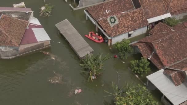 Letecký Dron Záběry Zaplavených Domů Obyvatel Demaku Střední Jáva Indonésie — Stock video