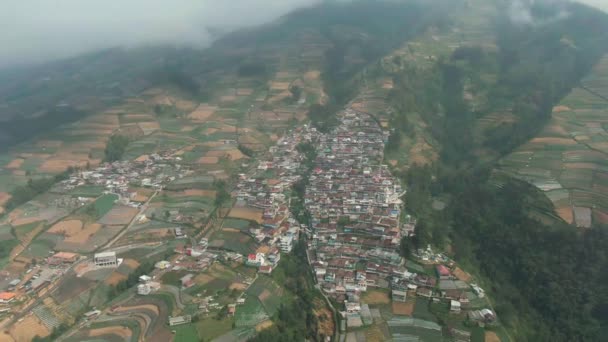 Cuplikan Udara Dari Desa Tertinggi Gunung Sumbing Nepal Van Java — Stok Video
