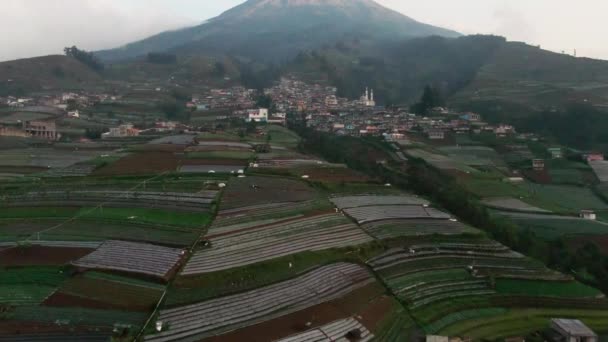 Schoonheidsbeelden Van Het Hoogste Dorp Mount Sumbing Nepal Van Java — Stockvideo