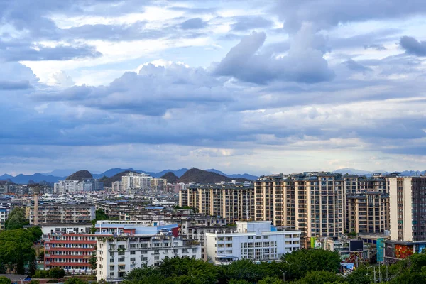 stock image City buildings and mountains scenery in Guilin, Guangxi, China