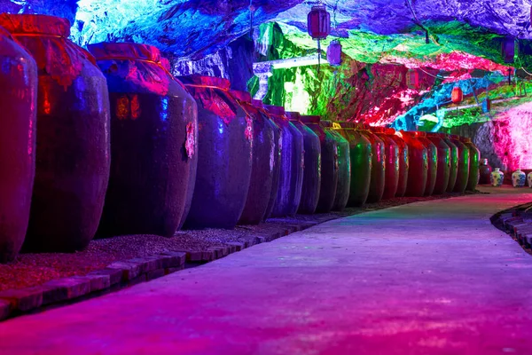 stock image Wet wine cellars in natural karst caves in China