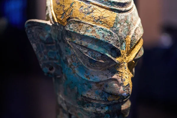 Masque Bronze Reliques Ancienne Culture Chinoise Bashu Sichuan Sanxingdui — Photo