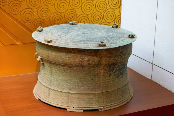 Tambour Bronze Instrument Musique Traditionnel Nationalité Zhuang Guangxi Chine — Photo