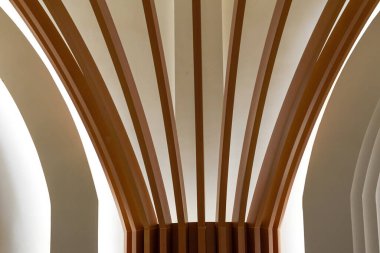 iç modern ahşap şerit tasarım manzarası