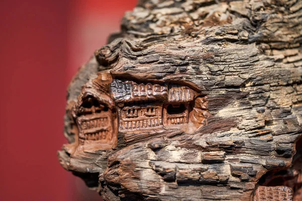 stock image Close-up of delicate miniature wooden root carvings