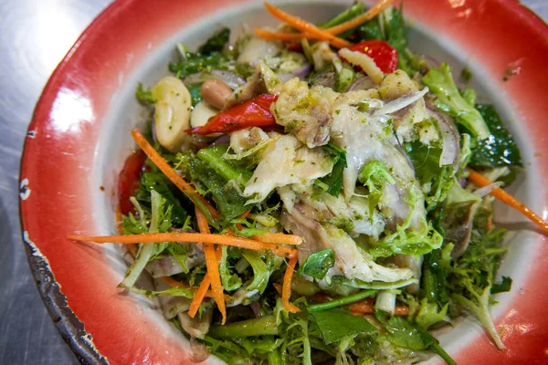 Una Refrescante Deliciosa Ensalada Pollo Vegetariano Vietnamita — Foto de Stock