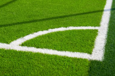 Yepyeni bir futbol stadyumunun gol ve touchline 'ına yakın çekim