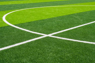 Yepyeni bir futbol stadyumunun gol ve touchline 'ına yakın çekim