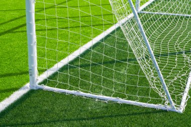 Yepyeni bir futbol stadyumunun gol ve touchline 'ına yakın çekim