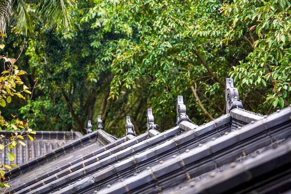 Slanted tile roof of traditional Chinese ancient building