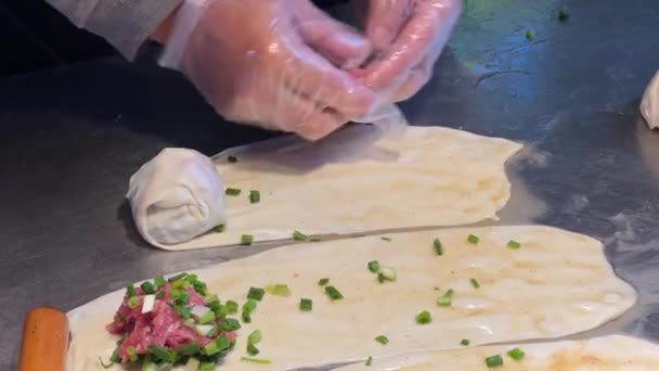 Chef Making Beef Pancakes — Wideo stockowe