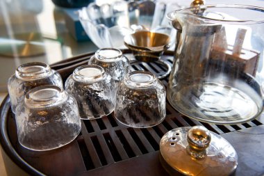 An elegant set of Chinese tea drinking tea sets