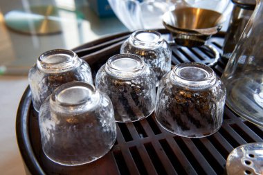 An elegant set of Chinese tea drinking tea sets