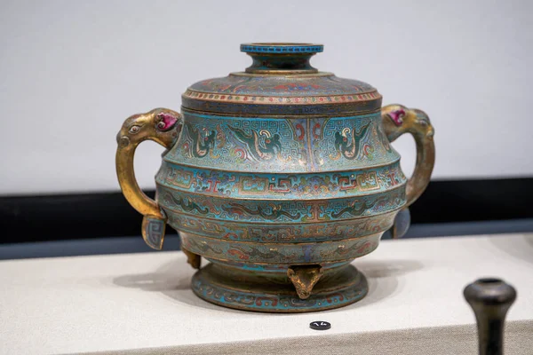 Elegant Exquisite Assortment Porcelain Vessels Qing Dynasty China — Stock Photo, Image