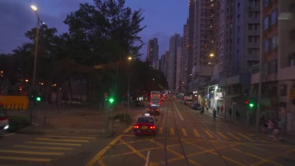 Körväg Och Gatuscen Hongkong Natten — Stockvideo