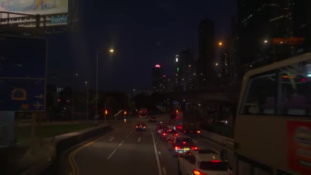 Geceleyin Hong Kong Yol Sokak Manzarası — Stok video