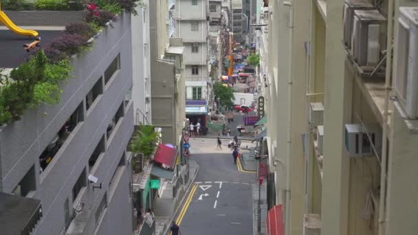 Central Hong Kong Sokak Yaya Yolu Manzarası — Stok video