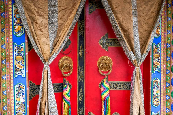 Brány Barevné Dekorace Tibetských Buddhistických Klášterů Tibetu — Stock fotografie