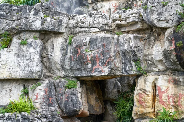 Antiguos Murales Característicos Guangxi China Murales Huashan — Foto de Stock