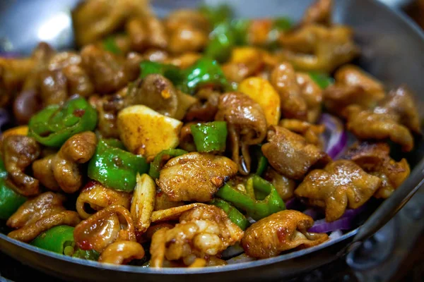 Uma Culinária Picante Deliciosa Hunan Intestinos Gordos Fritos — Fotografia de Stock
