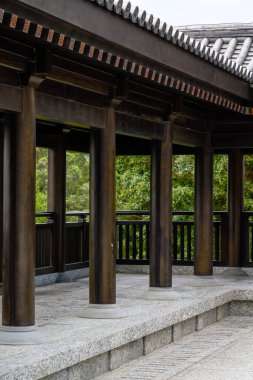 Hong Kong 'daki Tsz Shan Tapınağı' nın ahşap yapısı Japon tarzı Tang tarzı mimari tapınağı.