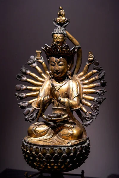 Statuen Buddhistischer Buddhas Aus Verschiedenen Ländern Und Epochen Die Vom — Stockfoto