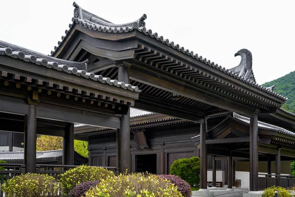 Houtstructuur Japanse Stijl Tang Stijl Architectonische Tempel Van Tsz Shan — Stockfoto