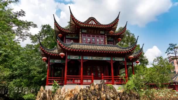 Fotografía Lapso Tiempo Del Antiguo Edificio Qiaojiao Tower Jardín Tradicional — Vídeos de Stock