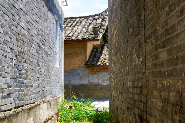 Ancient buildings and old houses in traditional Chinese countryside
