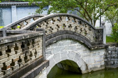 Çin Cumhuriyeti Longzhou, Guangxi, Çin 'de özel bir bahçede taş köprü