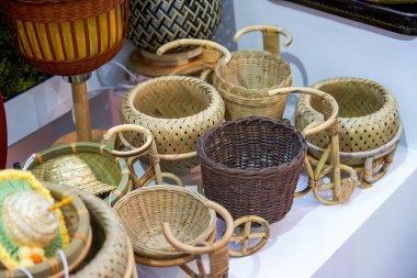 Geleneksel Çin rattan sepetine yakın çekim