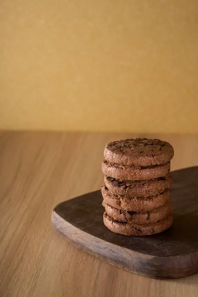 stock image Delicious chocolate chip cookies close-up