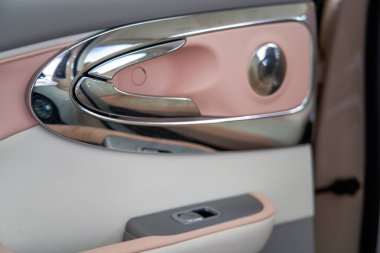 Yeni bir elektrikli arabanın kapı detaylarını kapat.