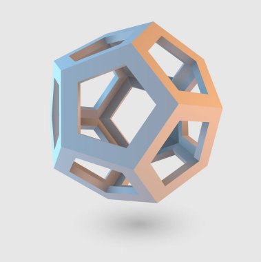 Soyut geometrik vektör tasarım elemanı. 3D altıgen üç boyutlu şekil. Teknoloji simgesi tasarımı.